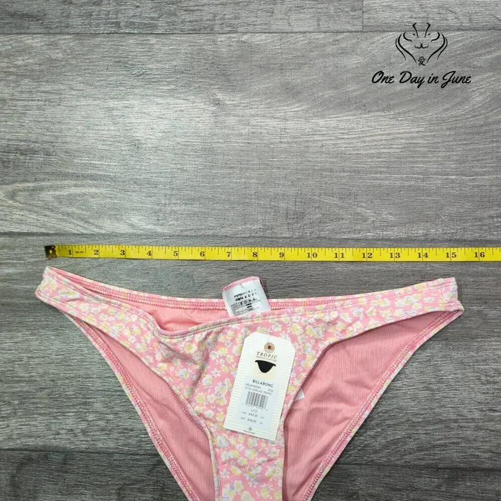 Billabong Ditsy Darling Tropic Bikini Bottom Womens Pink Floral NWT Size L